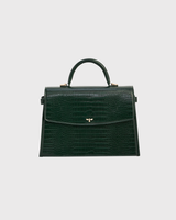 Eliza Top Handle Bag in Forest Green Croc