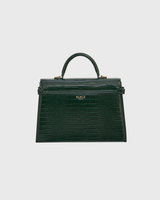 Eliza Top Handle Bag in Forest Green Croc