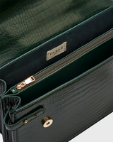 Eliza Top Handle Bag in Forest Green Croc