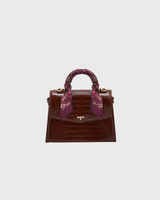 Eliza Small Top Handle Bag in Burgundy Croc