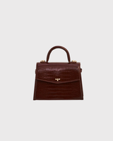 Eliza Small Top Handle Bag in Burgundy Croc