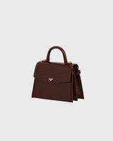 Eliza Small Top Handle Bag in Burgundy Croc
