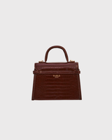 Eliza Small Top Handle Bag in Burgundy Croc