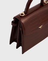 Eliza Small Top Handle Bag in Burgundy Croc