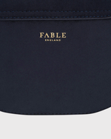 Beth Floral Applique Saddle Bag in Navy Suedette
