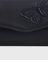 Floral Applique Card Holder Purse in Navy