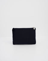 Butterfly Embroidered Pouch in Navy Velvet