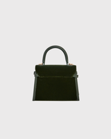 Eliza Wren Embroidered Top Handle Bag in Green Velvet