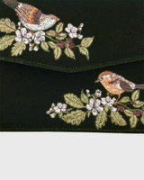 Eliza Wren Embroidered Top Handle Bag in Green Velvet