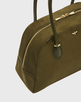 Amelia Shoulder Bag in Khaki Suedette