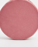 Floral Wreath Embroidered Round Jewellery Box in Rose Pink Velvet