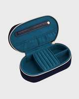 Night Sky Embroidered Oval Jewellery Box in Navy Velvet