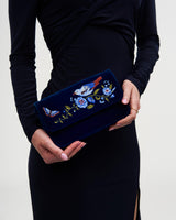 Sophia Nightingale Embroidered Occasion Bag In Sapphire Velvet