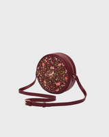 Chloe Owl Embroidered Circle Bag in Burgundy