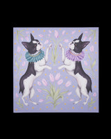 Catherine Rowe Pet Portraits Frenchie Lavender Silk Square Scarf