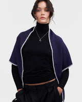 Triangle Blanket-Stitch Blue Scarf