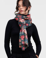 Roses Teal Pashmina Scarf