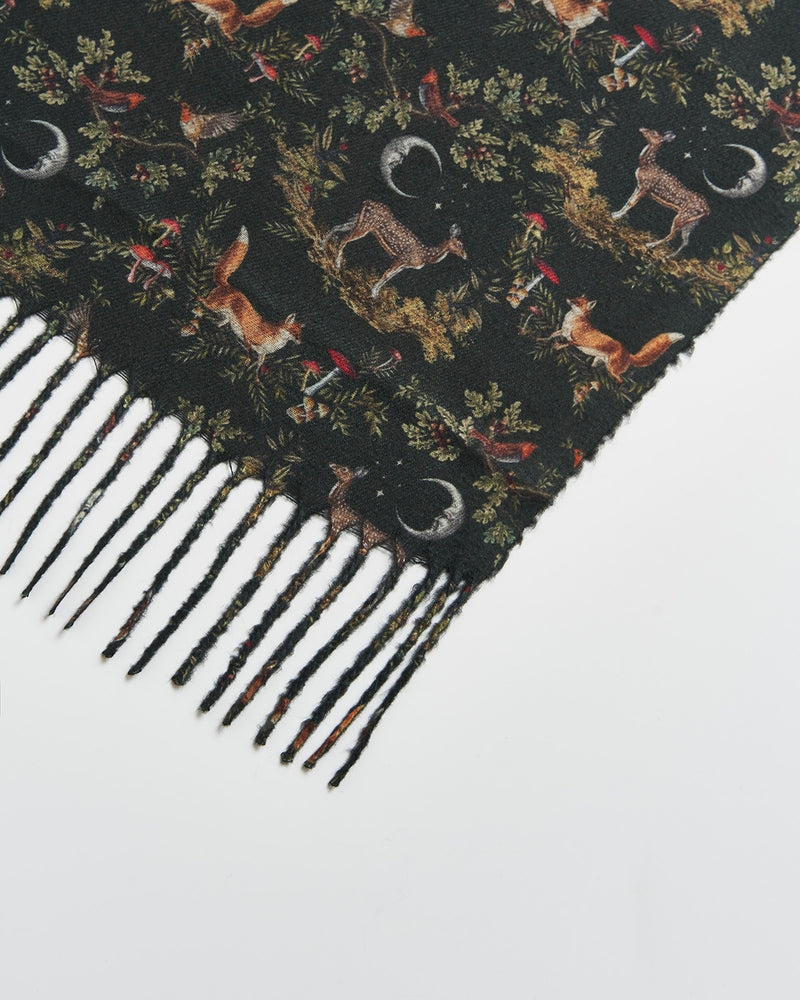 Into the Woods Green Tassel Scarf