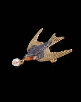 Swallow & Pearl Brooch