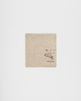Eve Floral Embroidered Knitted Scarf in Oat Marl
