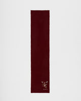 Eve Floral Embroidered Knitted Scarf in Red Marl