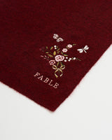 Eve Floral Embroidered Knitted Scarf in Red Marl