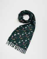 Niva Long Fringed Scarf in Forest Green