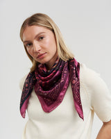 Eve Narrative Medium Square Scarf in Burgundy