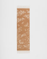 Woodland Scene, Check Long Jacquard Scarf in Tan