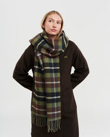 Woodland Scene, Check Long Jacquard Scarf in Khaki