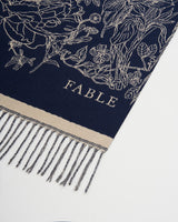 Midnight Garden Long Jacquard Scarf in Navy