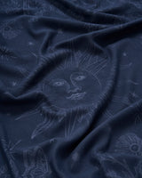 Selene Large Square Jacquard Scarf in Navy