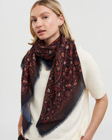 Eve Paisley Large Square Pashmina Scarf in Chocolate
