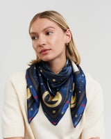 Zodiac Medium Square Scarf in Navy