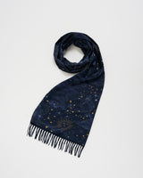 Zodiac Long Fringed Scarf in Navy