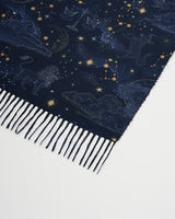 Zodiac Long Fringed Scarf in Navy