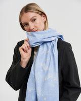 Zodiac Long Fringed Scarf in Blue