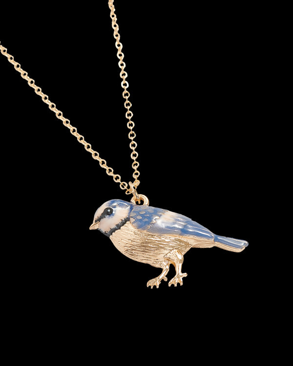 Enamel Blue Tit Short Necklace