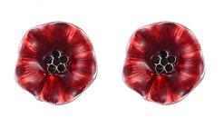 FABLE Enamelled Poppy Earrings - Green Gift Box