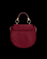 Fox & Mushroom Embroidered Saddle Bag - Redcurrant Velvet