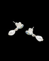 Forget Me Not Heart & Pearl Silver Earrings