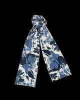 Deco Blooms Blue Tonal Velvet Scarf