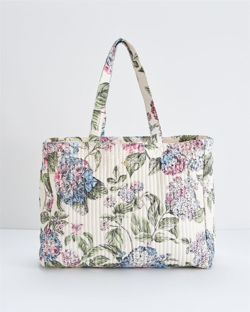 Quilted Cotton Tote Hydrangea