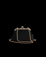 Floral Ditsy Embroidered Black Velvet Clutch Bag