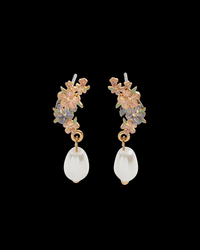 Hibiscus & Pearl Earrings