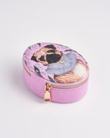 Catherine Rowe Pet Portraits Pug Pink Oval Jewellery Box