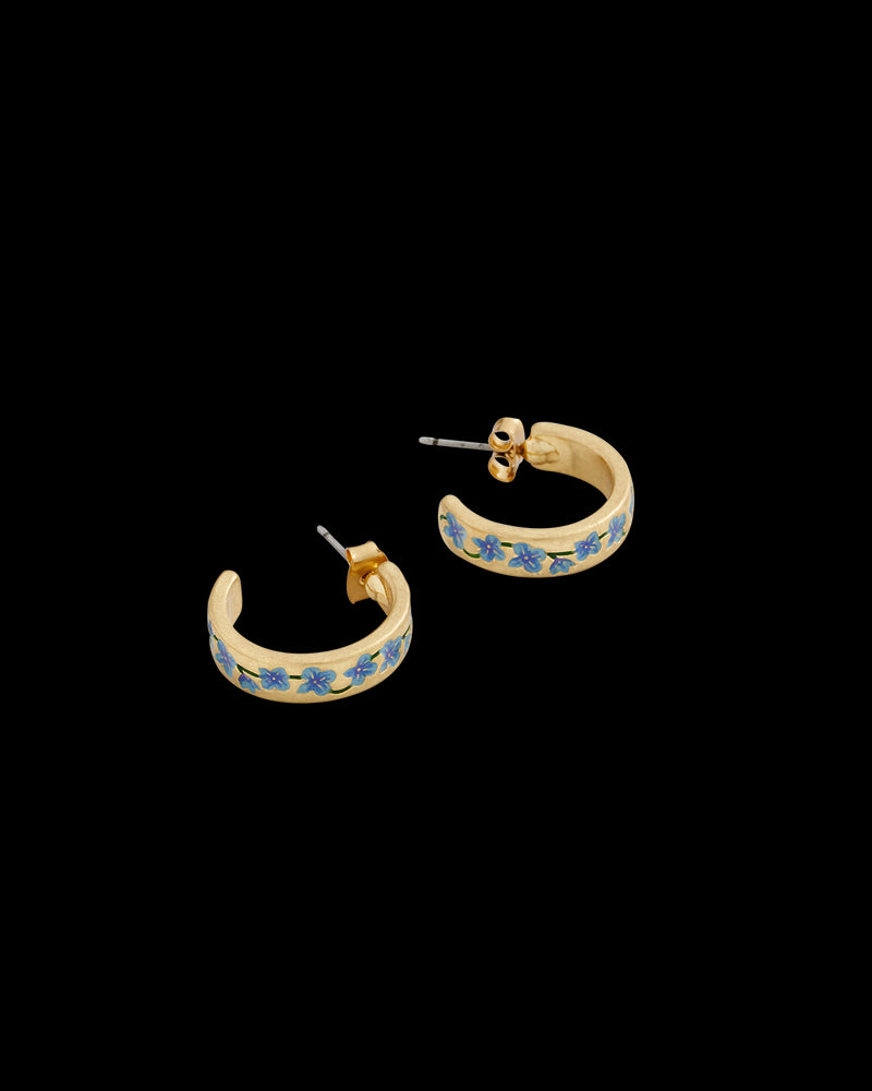 Blue Forget-Me-Not Hoop Earings