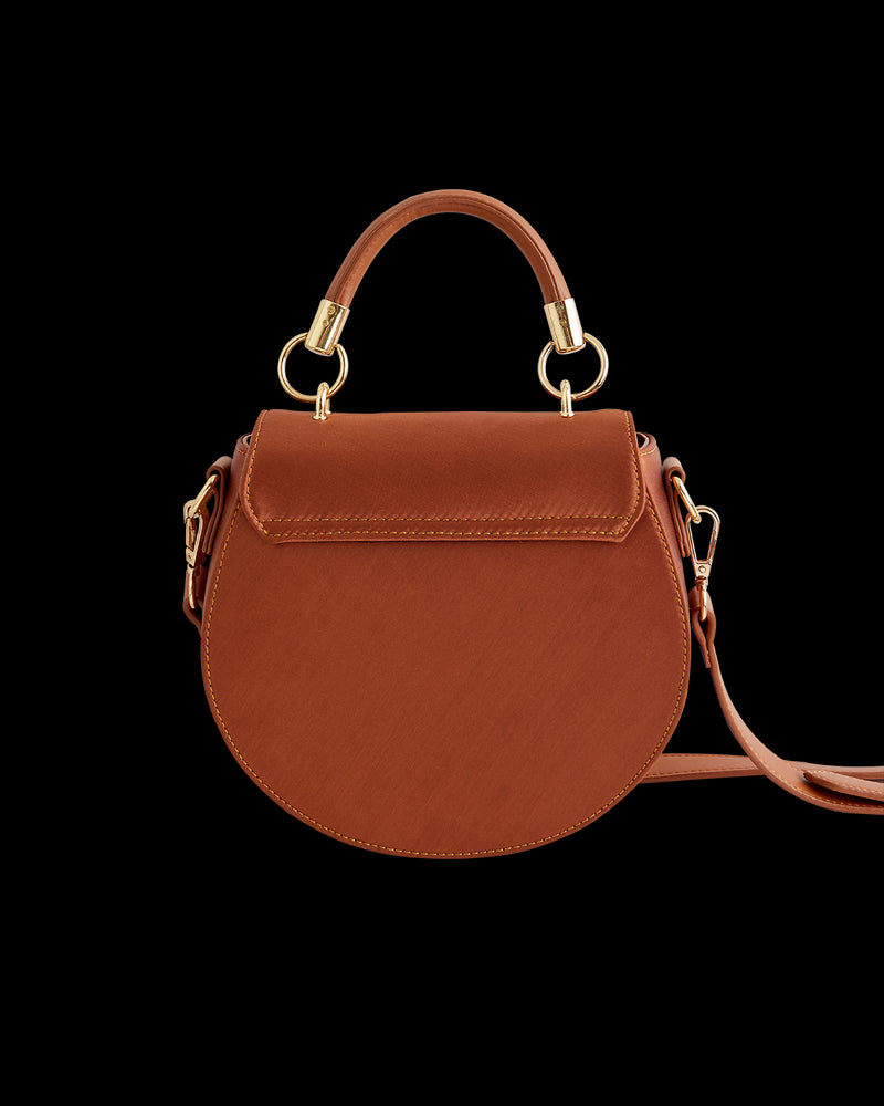 Sleepy Fawn Embroidered Satin Saddle Bag