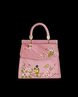 Morning Song Bird Embroidered Mini Pink Tote