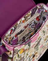 Floral Engravings Plum Saddle Bag